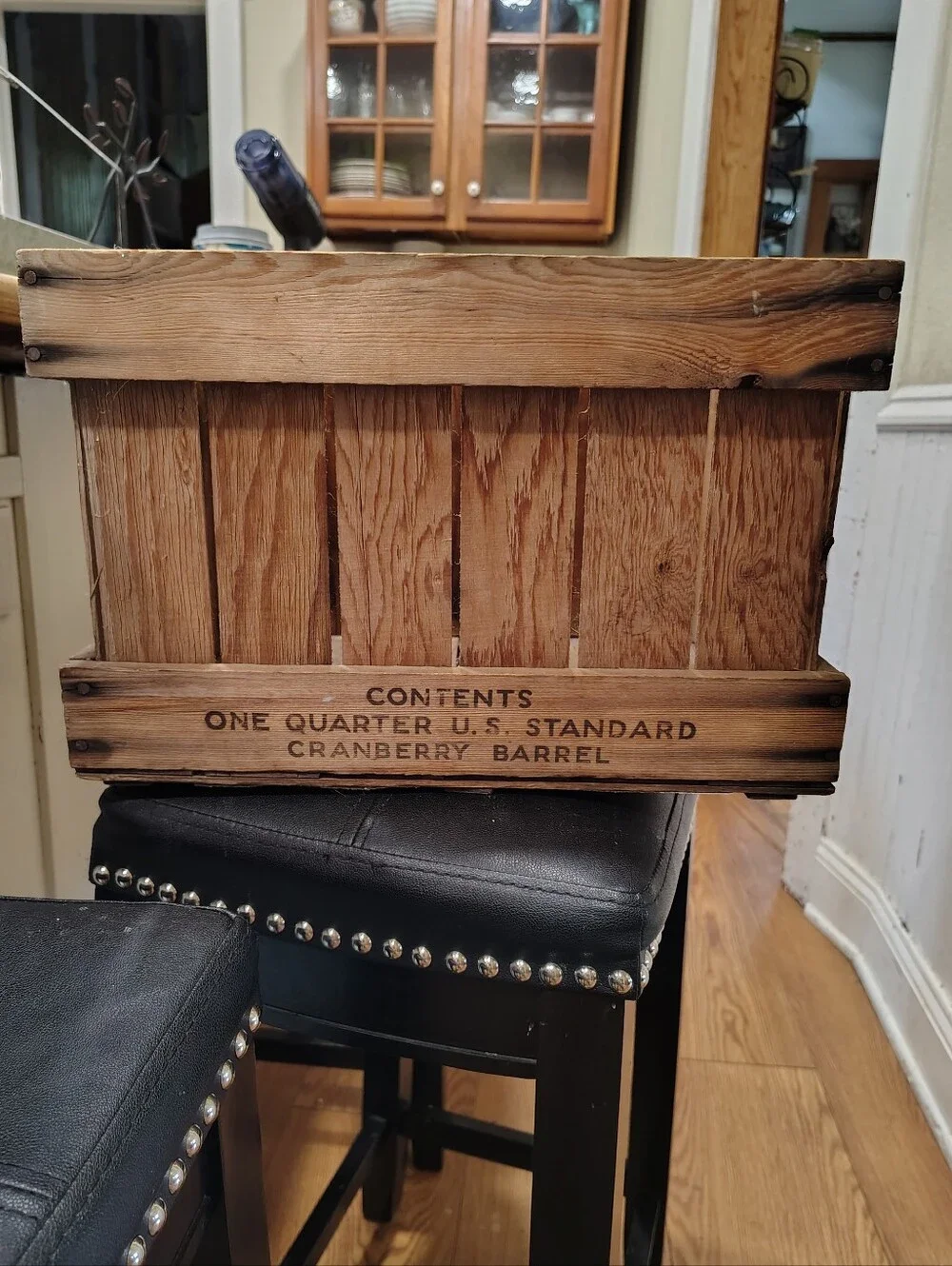 Rustic Vintage Wooden Cranberry Barrel Crate - Brown